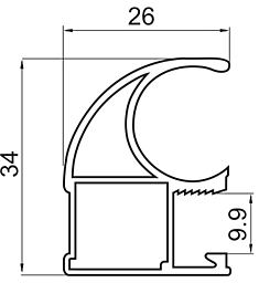 Профиль вертикальный "С", L5400, Графит венге глянец, шт