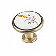 Ручка-кнопка с фарфором kf 02-02-BA "Колосок", античная бронза, белый