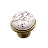 Ручка-кнопка с фарфором, KF01-04, античная бронза, белый