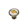Ручка-кнопка с фарфором, KF02-06  оксидированная бронза, молочный