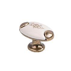 Ручка кнопка с фарфором, KF05-09 оксидированная бронза