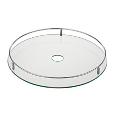 Полка стеклянная c релингом  диаметр 450 мм,  Хром